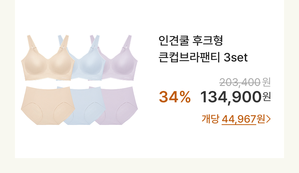 인견쿨 후크형 큰컵브라팬티 3set